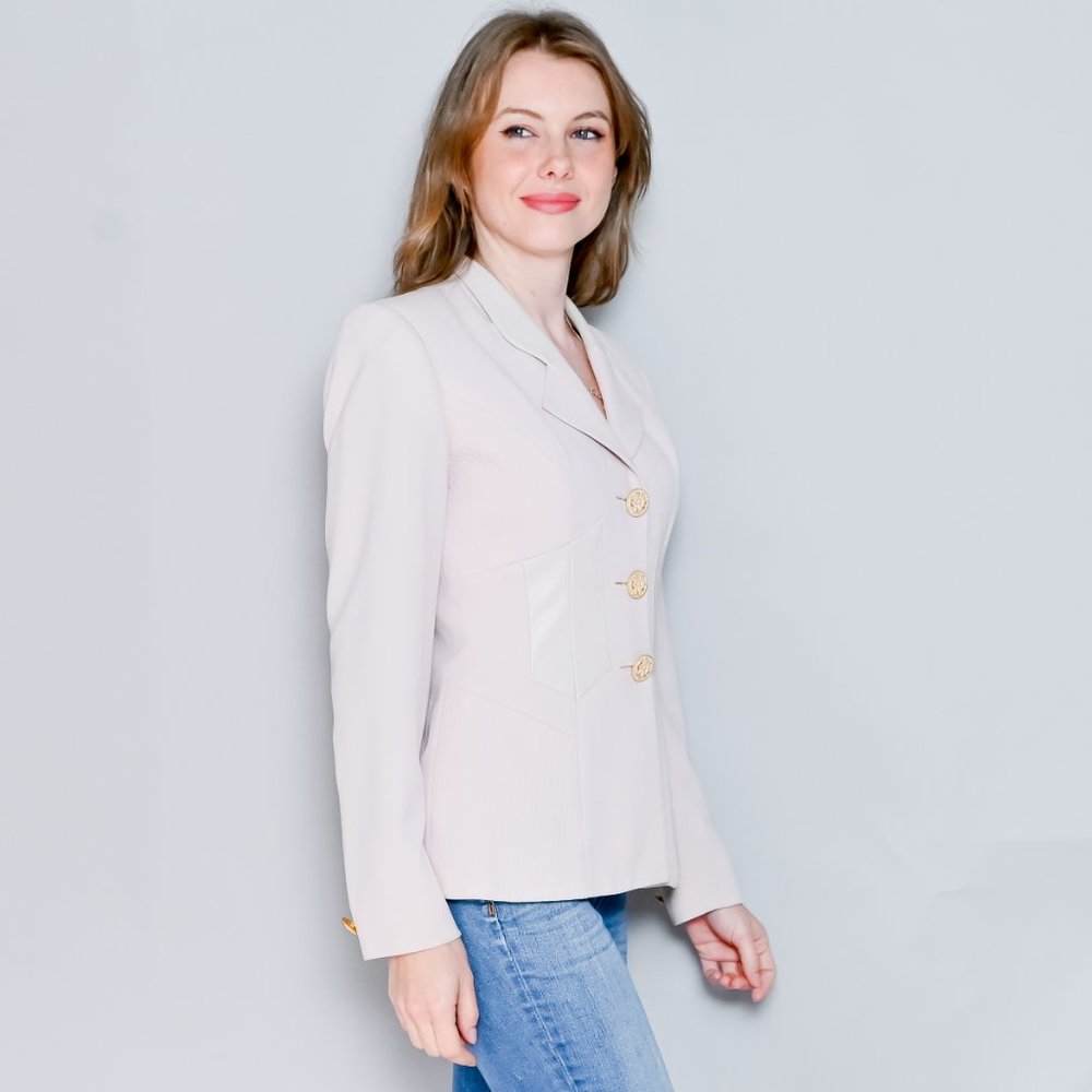 VINTAGE Alberto Makali Blush Pink Corset 3 Button Blazer Jacket 4 - Picture 2 of 7